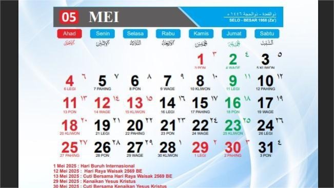 Hore Libur Panjang 4 Hari Akhir Mei 2025, Dimulai Kamis Tanggal Merah Kenaikan Yesus Kristus